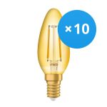 Multipack 10x Ledvance  Vintage 1906 LED E14 Candle Gold 1.5W 120lm - 824 Extra Warm White | Replaces 15W